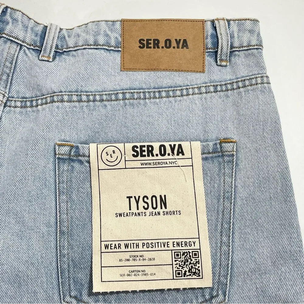NWT SER.O.YA Men's Tyson Denim and Terry Shorts Size 36 in Skylight‎ - Picture 6 of 11